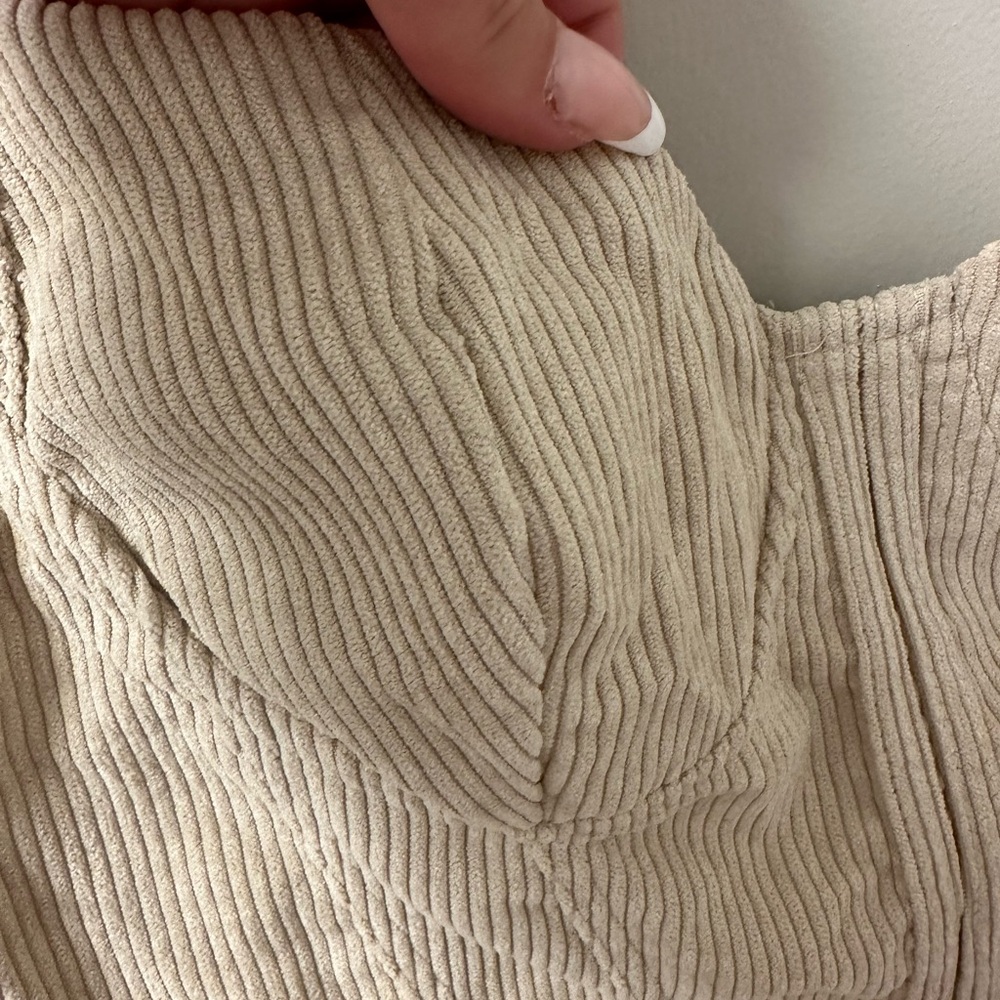 Cream Ribbed Crop Top - Picture 2 of 6